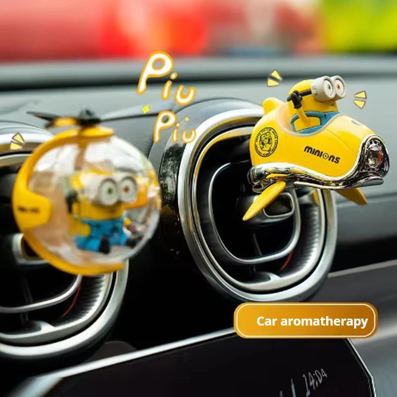 Ambientador de aire para coche de dibujos animados de Minions, con hélice giratoria, diseño magnético, accesorio de fragancia para Interior de coche, regalo