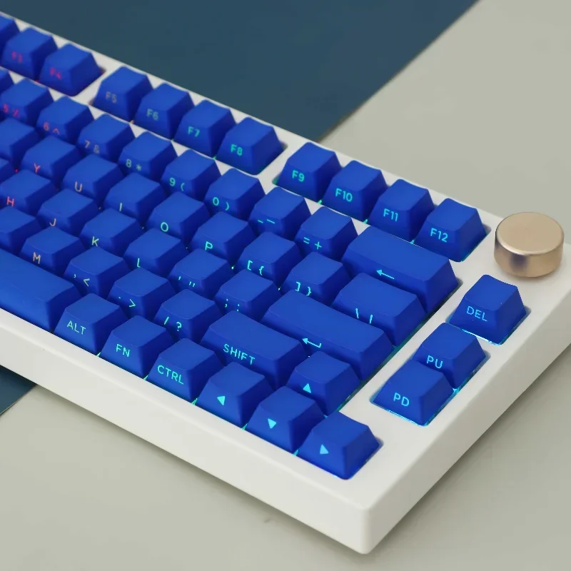 

Klein Blue PBT Keycap Custom OEM Profile Side Carving Transparent Keycaps Adapter Cross Shaft Mechanical Keyboard Accessories