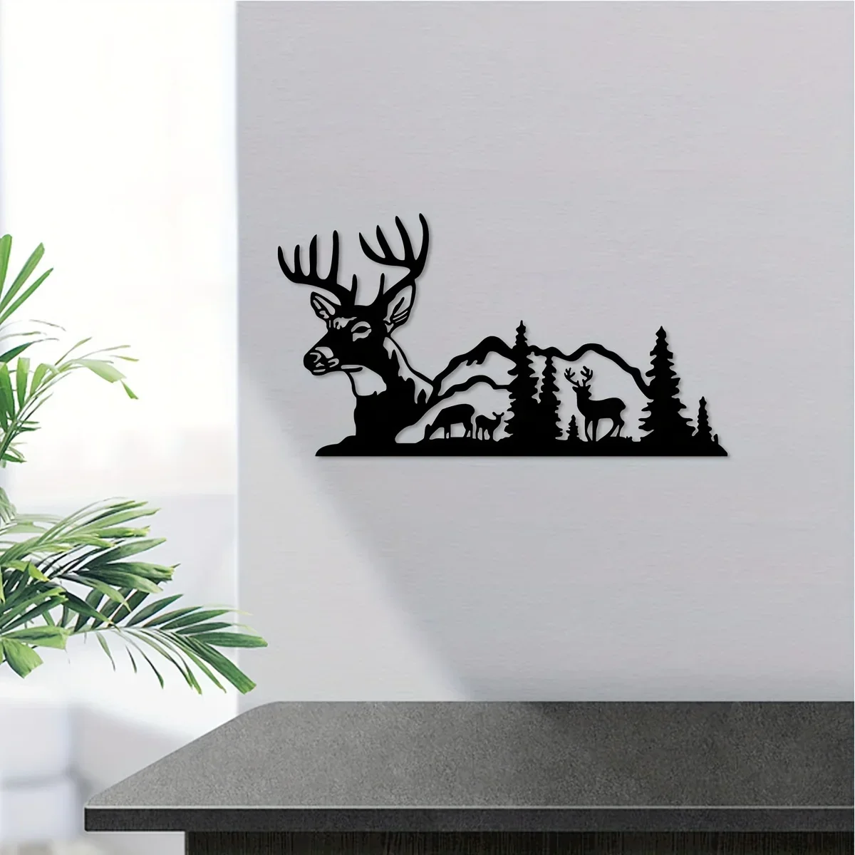 

CIFBUY Deco Creative Elk Iron Indoor Outdoor Crafts Wall Hanging Decor Bedroom Hallway Outdoor Outdoor Wall Decoration 11.81*6.3