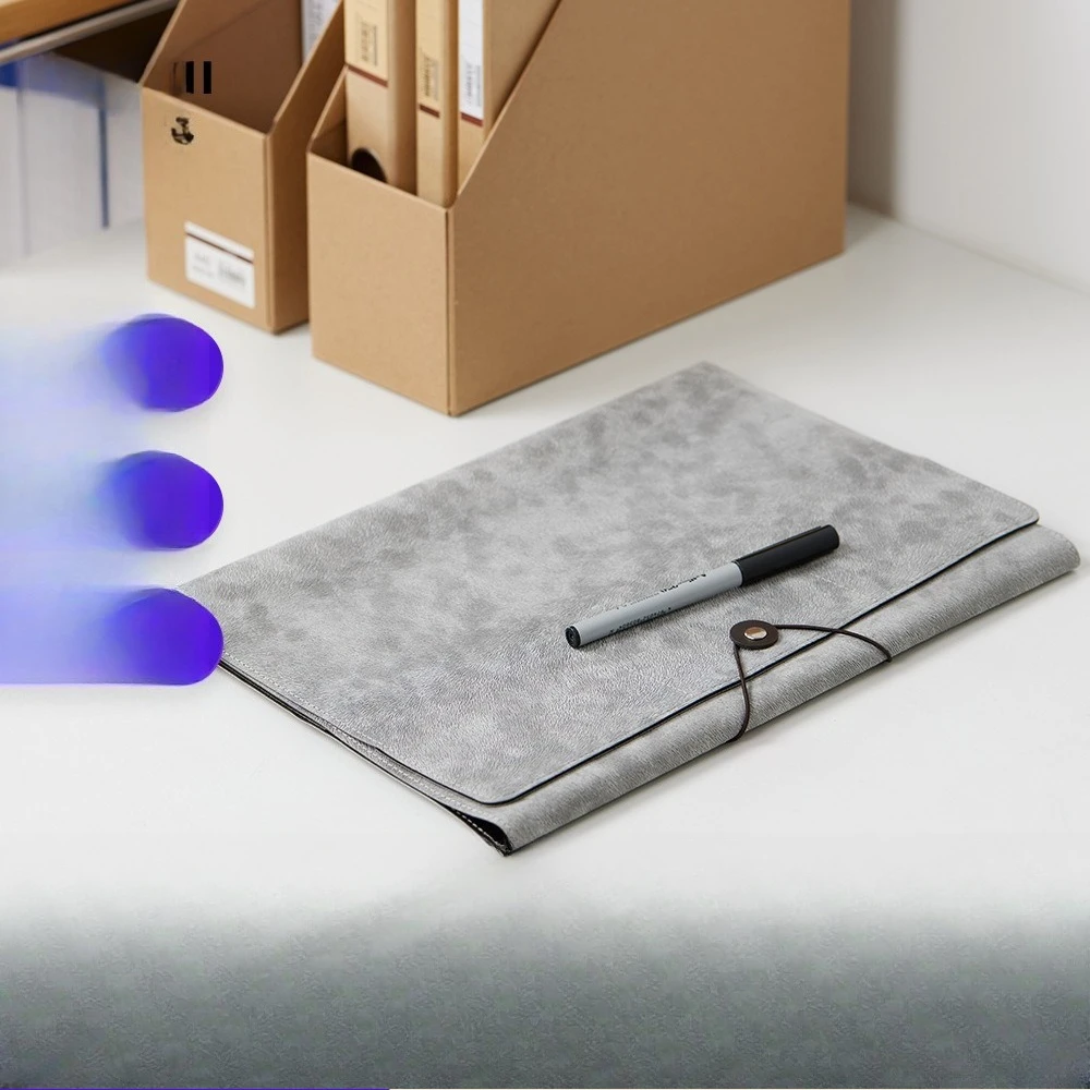 Faux leather folder data zipper storage meeting business writing sticky notes official documents contract signing documents pu