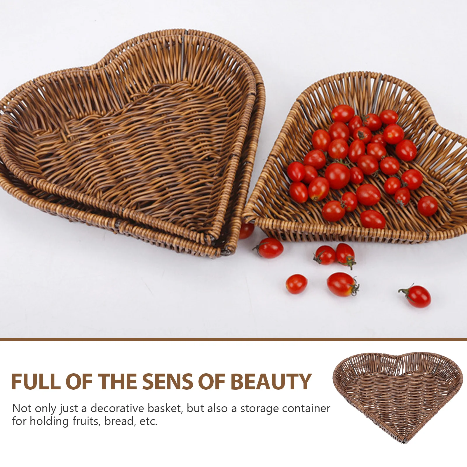 

1pc Handwoven Imitation Rattan Storage Baskets Fruit Snack Holder Creative Home Tabletop Basket Woven Food Serving
