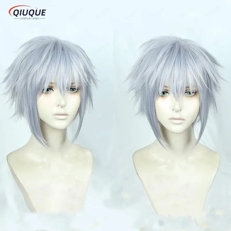 Nene 2025 Game Kingdom Hearts III Riku corto gris Color mezclado pelo sintético resistente al calor pelucas de disfraz + peluca gratis