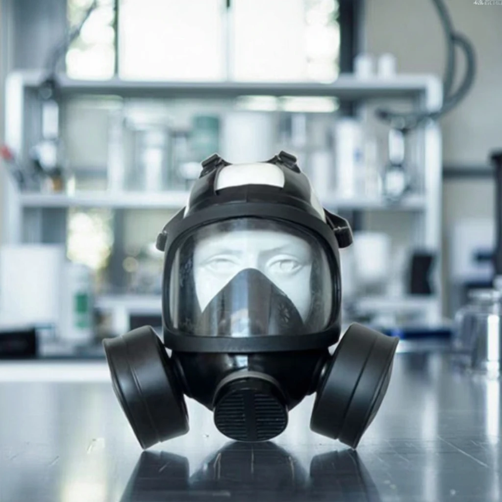 Dual Canister Large Full Face Self-Aspirating Filter Type FM15 Gas Mask Reusable Respirator Silicone Dust Function V-shaped