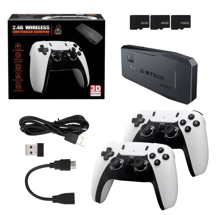 Беспроводная игровая Ретро консоль 2,4G HD, 10000 + игр, Карманная игровая мини-консоль с поддержкой TF-карты для детей