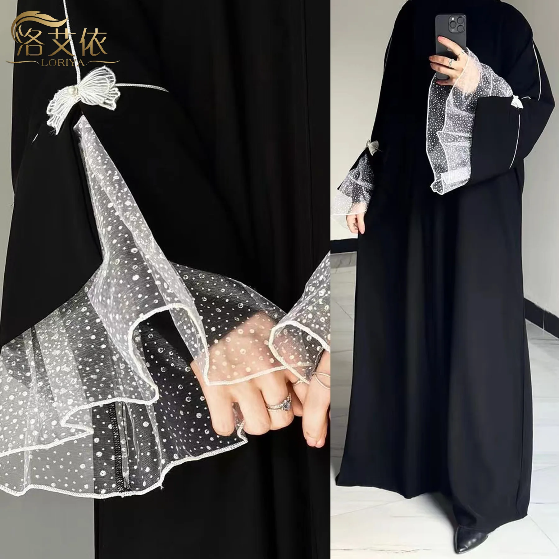 

New Long Loose Maxi Dress Dubai Turkish Patchwork Lace Dress Robe Abaya Muslim Women Clothing