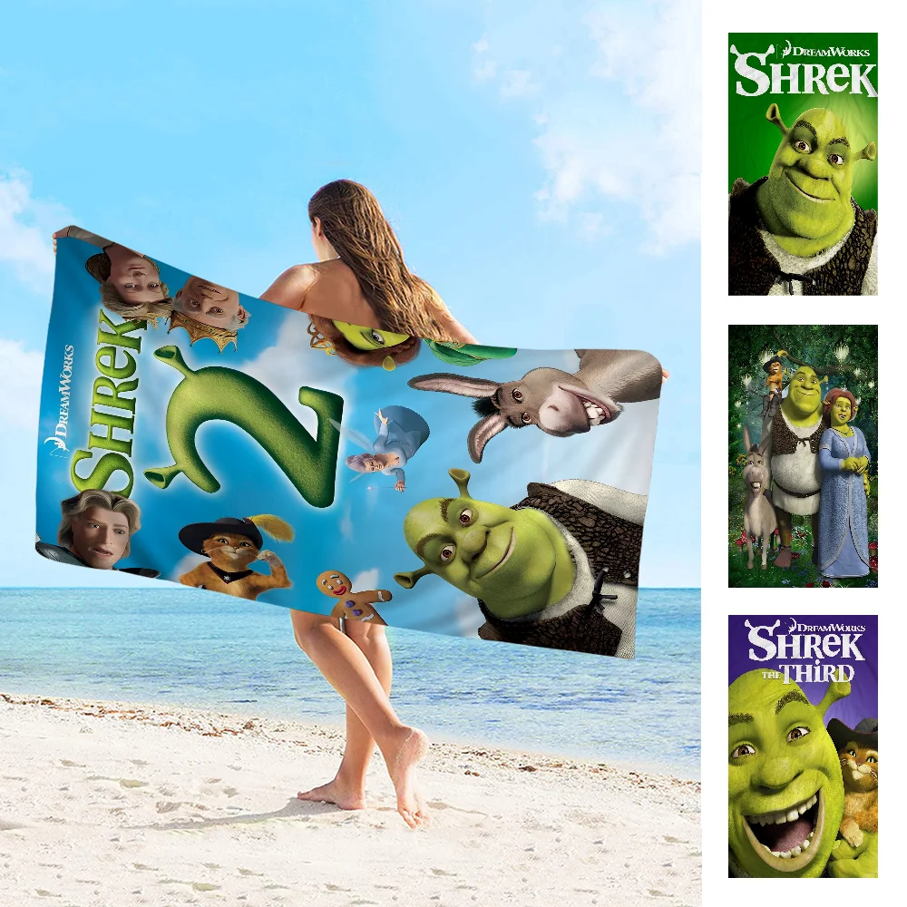 Cartoon Funny S-Shrek Beach Towels Shower Towel Sauna Travel Spa Microfiber Quick Dry Gym Accessories Cute Room Decor