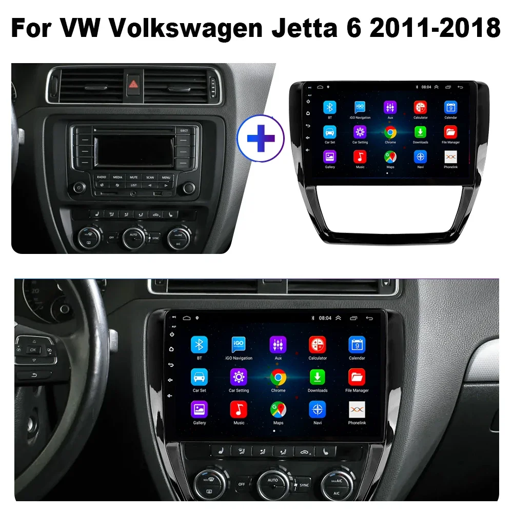 For Volkswagen VW Sagitar Jetta 6 Bora 2011-2018 Android 16 2Din Car Radio Multimedia Video Player Navigation GPS Carplay Stereo
