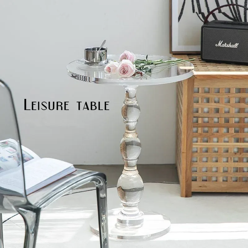 

New Acrylic Roman Column Tables Transparent Home Furniture Bedside Table for Living Room Kitchen Coffee Bar Decor Tables