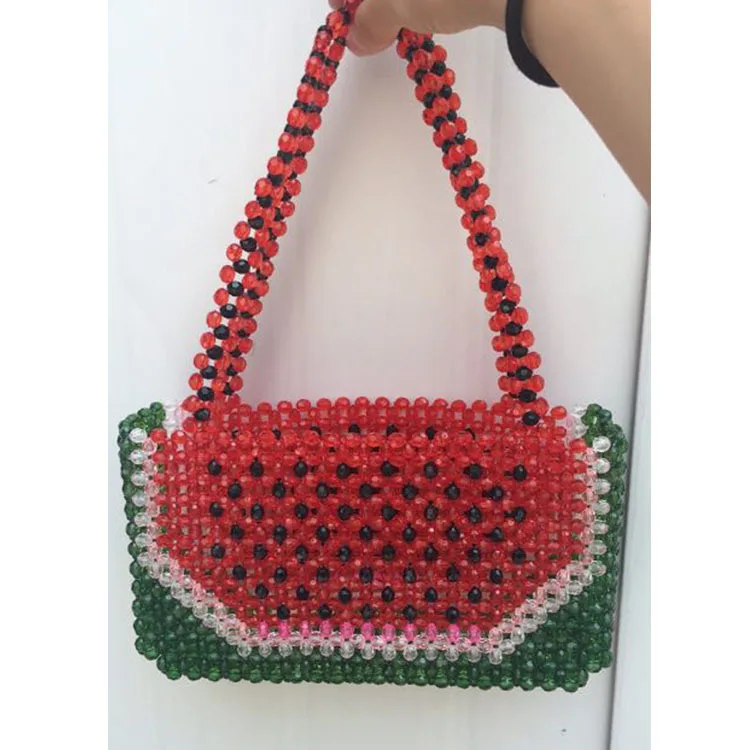 Handmade Watermelon Crystal Bead Bag For Women Handbags Summer Beach Vacation Clutch Party Bags Beading Shoulder Bag