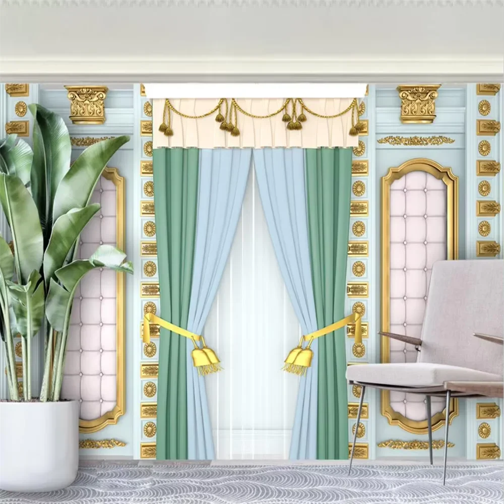 

Индивидуальные мягкие обои с золотой резьбой для гостиной, фотообои для фона телевизора, 3D фотообои, декор для дома, пейзаж