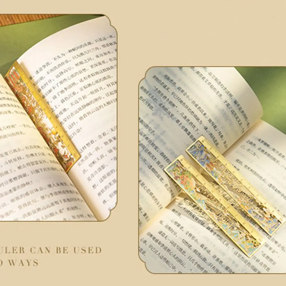 

Vintage Oil Painting Ruler Bookmark Kawaii Cute Bronzing Ruler Bookmark Creative Classical Chinese Style Bookmark Student