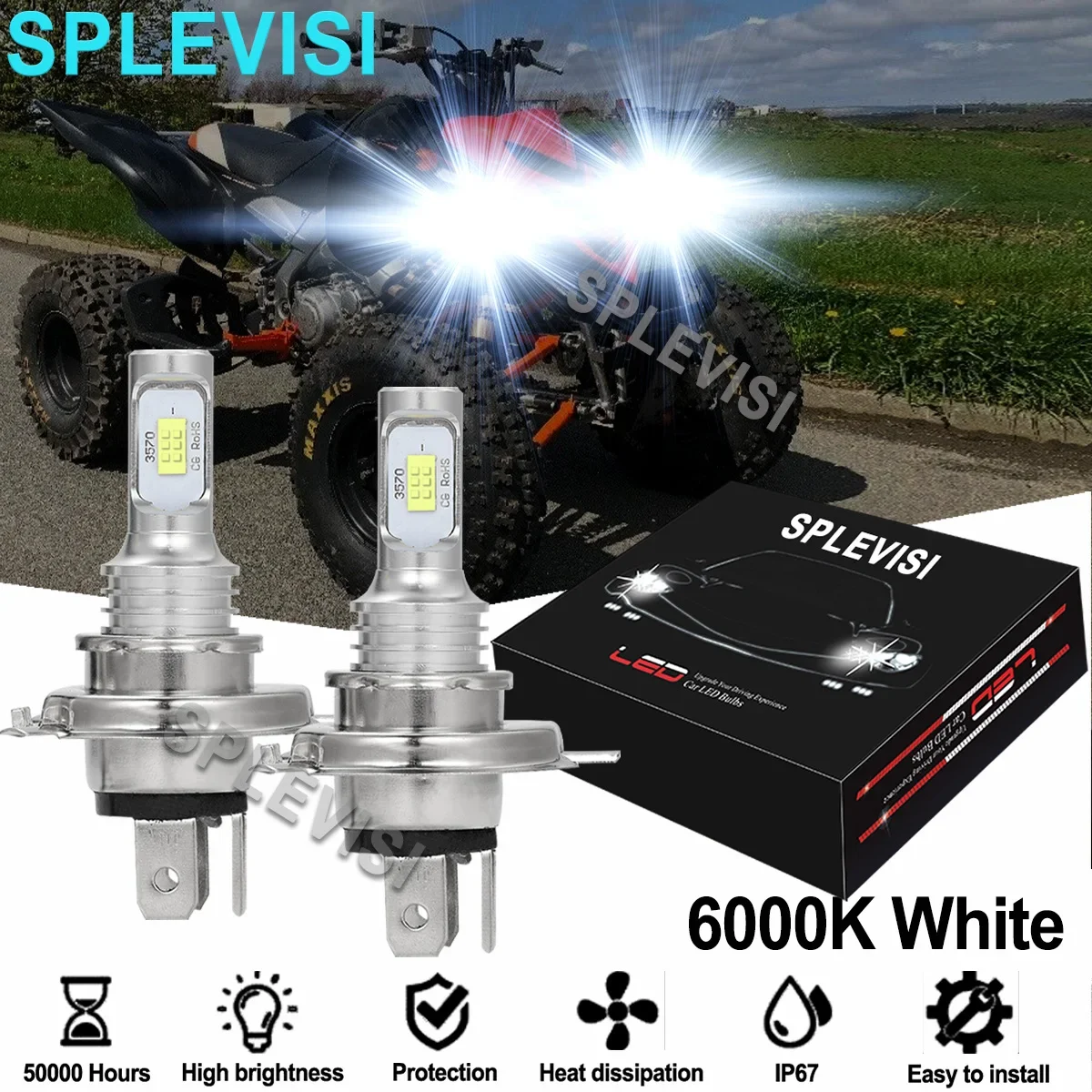 

2PCS 6000K White Motorcycle Headlights For Yamaha Raptor 700 700R 2006-2018 FJR1300AE 2005 2006-2009 FZ6R 2009-2015 2016 2017