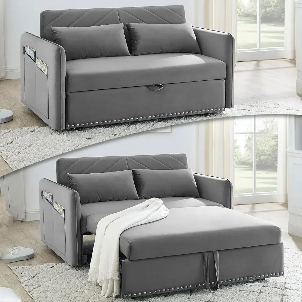 Sofa Bed, 3 in 1 Convertible Sleeper Futon Sofa Bed, 55