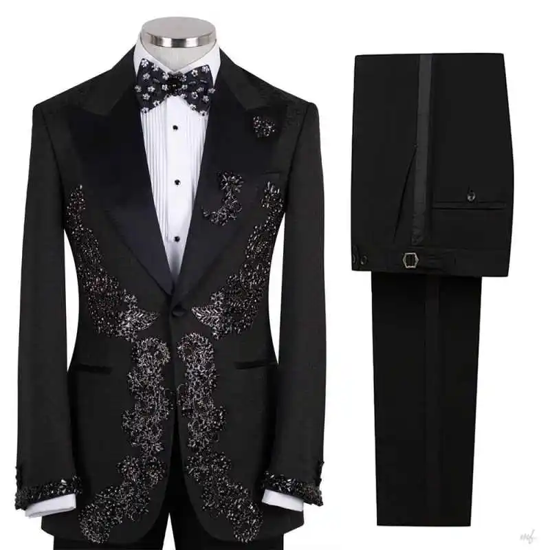 

Fashion Men's Suits Blazer 2-Piece Single Breasted Formal Evening Jacket Customized Plus Size Wedding Tuxedo Trajes Para Hombre