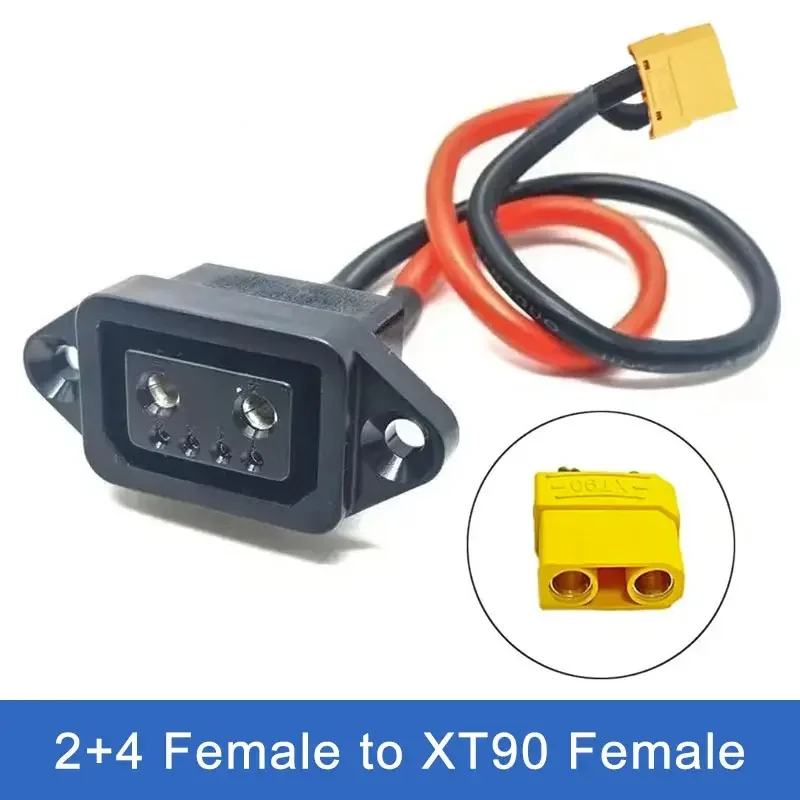 XT60/TX90 auf 2 + 4/2 + 6 Kabelstecker, männlich, weiblich, Elektrofahrzeug, Lithium-Batterie-Ladebuchse, 4 Quadrat, neue Energie-Stromleitung
