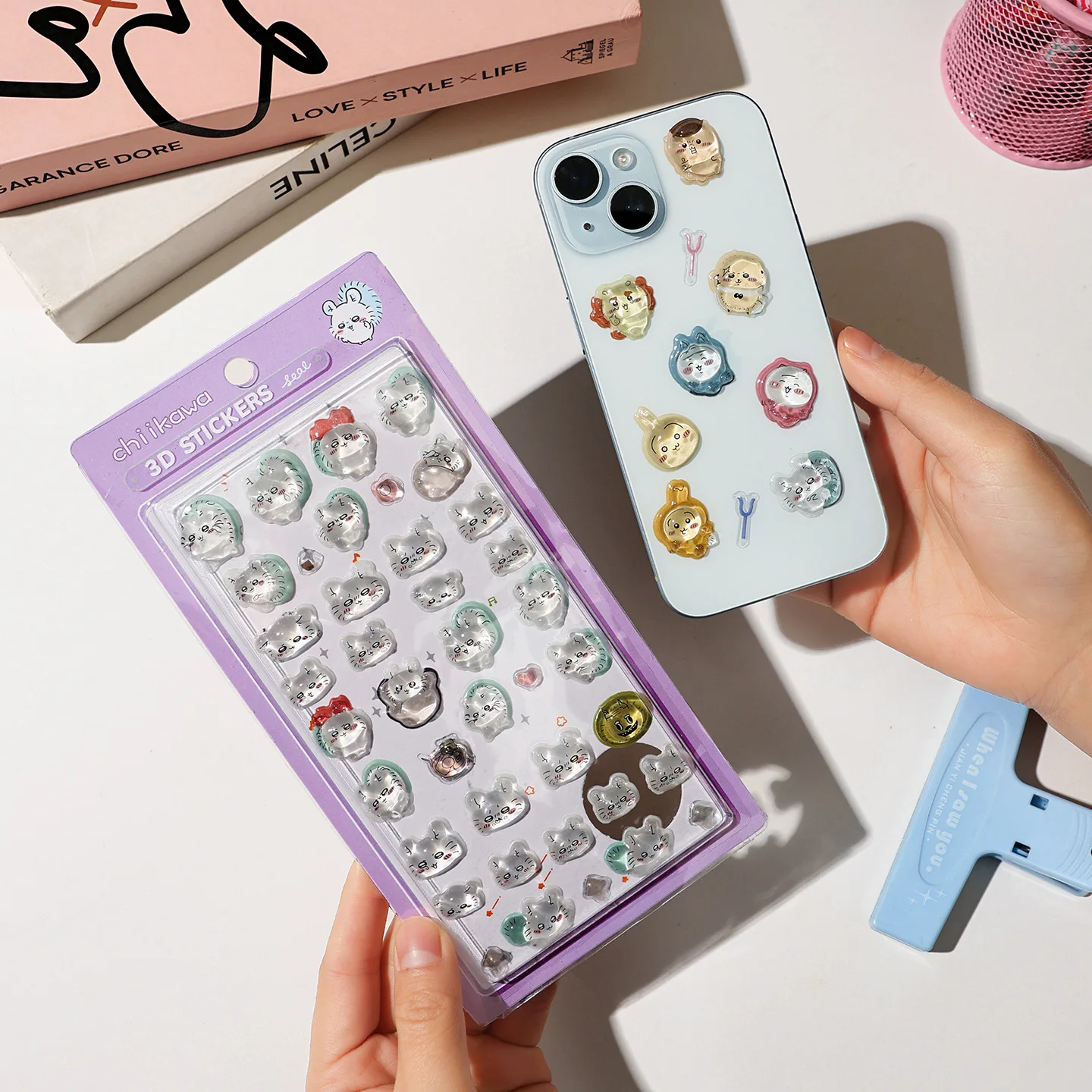 Cartoon Niedliche Chiikawa 3D Jelly DIY Kristall-Aufkleber Usagi Hachiware Wasserfeste Handy-Laptop-Tasse Anime Kawaii-Stil Dekoratives Geschenk – Detail 1