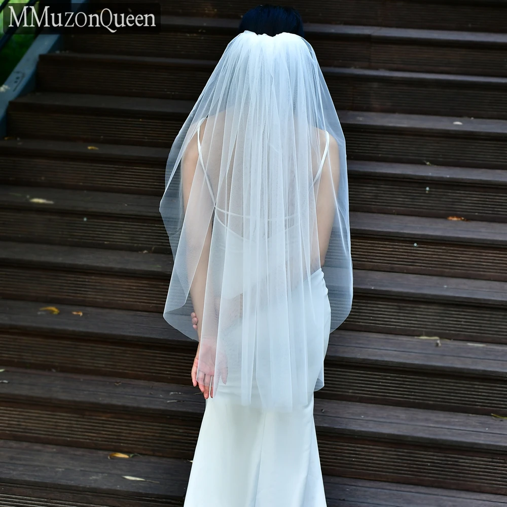 

MMQ Bridal Veils 2024 Soft Tulle Civil Bride White Fluffy Bridal Veils Fingertip Length Women Wedding Accessories M92