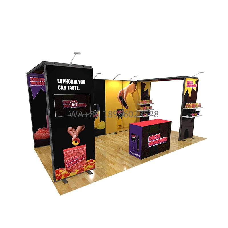 Design modulare per cabina di esposizione fiera di moda con telaio in alluminio trasformabile espandibile da 50 mm