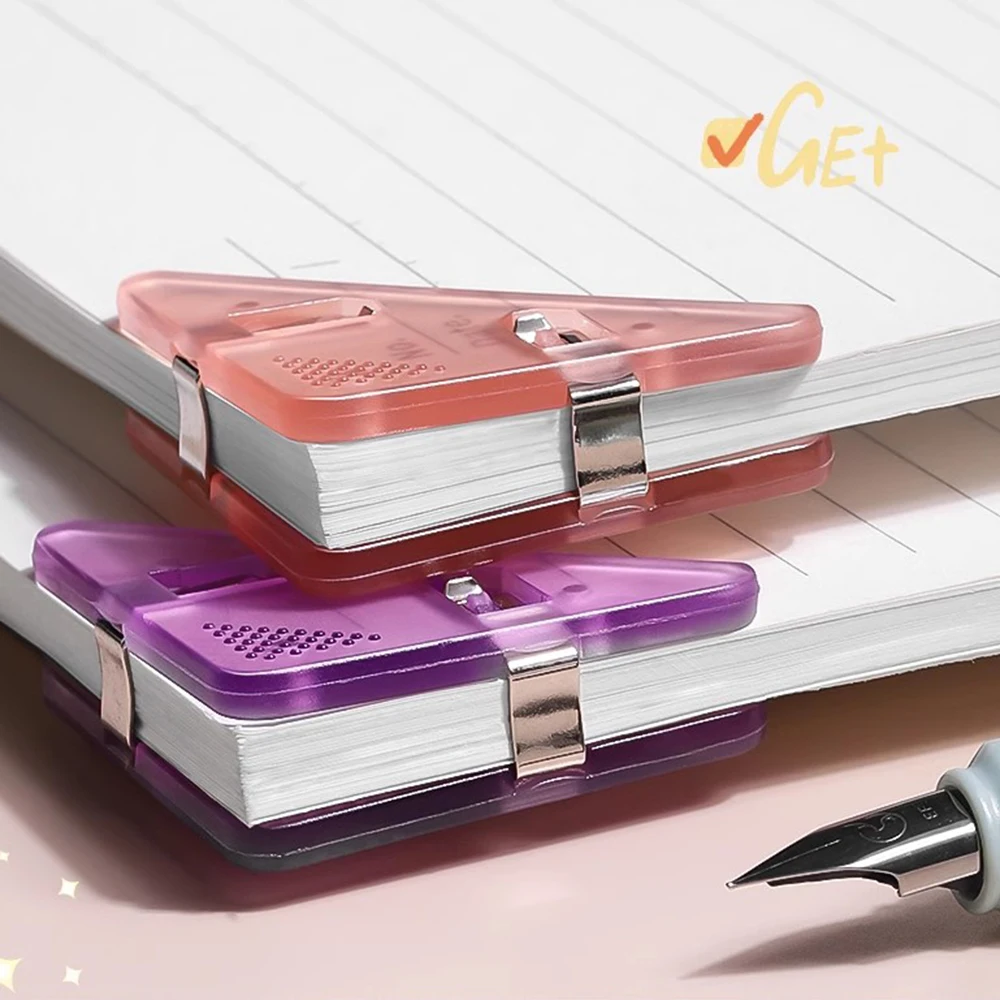 Kit 10pcs Book Clips Mini Transparent Triangle Clip for School Students