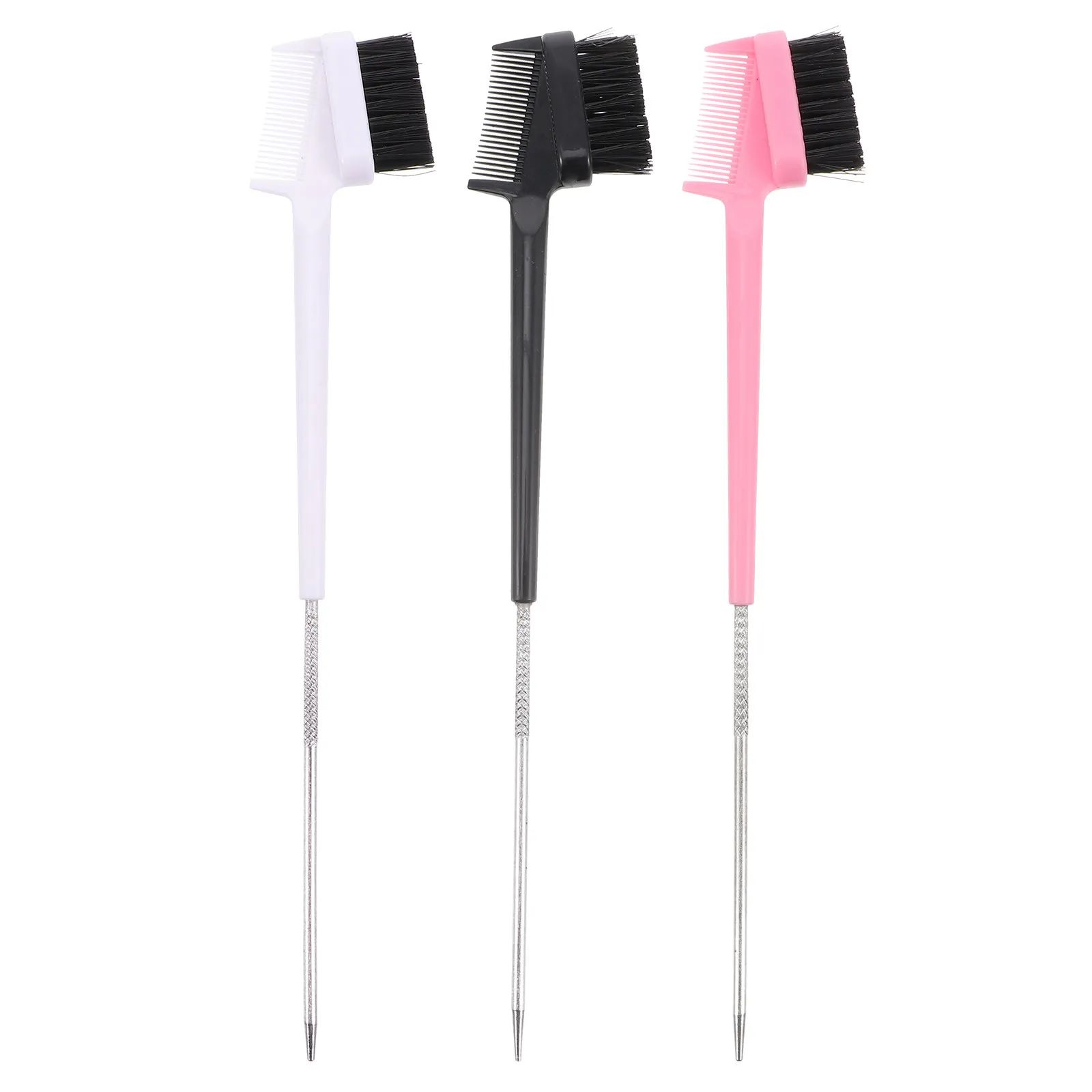 3Pcs Dual Purpose Eyebrow Brush Eyelash Comb for Brow Powder Application Mascara Residue Removal Eyelash Tool