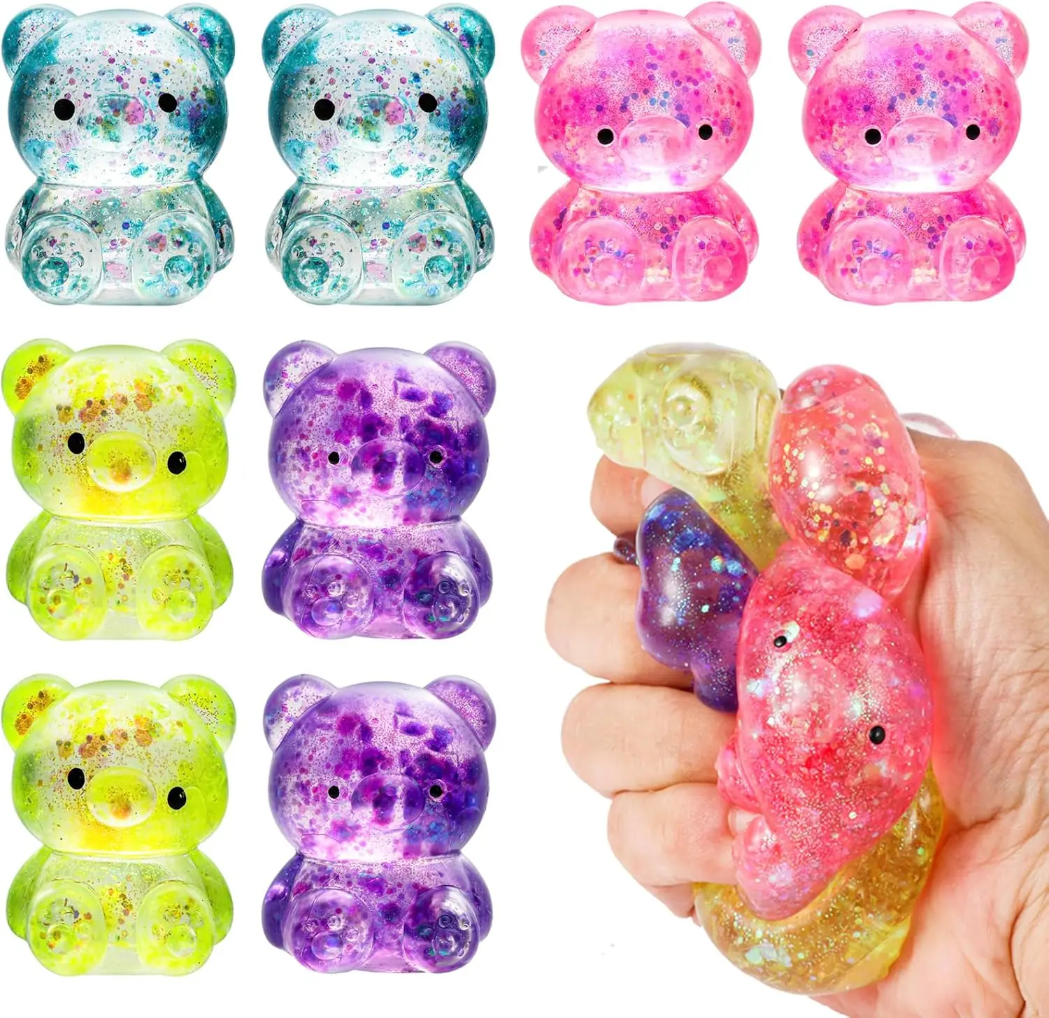 

Набор из 8 мягких игрушек-медведей для снятия стресса, разноцветные сенсорные игрушки-антистресс для снятия тревоги, подарки для детей и взрослых на вечеринки