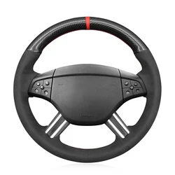 Black Faux Carbon Suede Car Steering Wheel Cover for Mercedes Benz GL-Class X164 R-Class M-Class W164 2005-2009