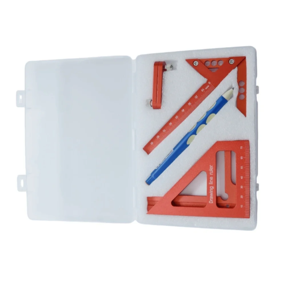 Woodworking Measuring Tool 200mm Aluminum Alloy Angle Ruler with Pre-Set Markers at 22.5 30 45 60 67.5 75 90 Degrees