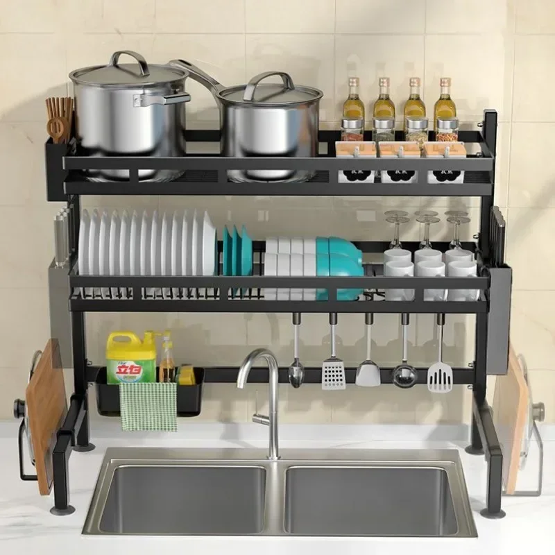 New Thickening Upgrade Kitchen Shelf Above The Sink Dish Storage Rack Seaoning Tableware Draning Kitchenware Kitchen Accessories