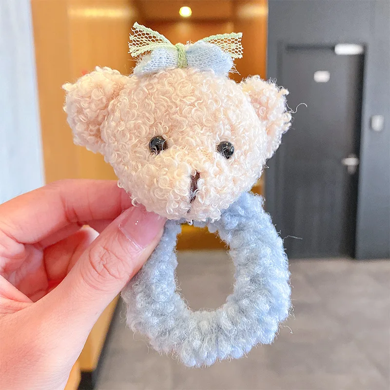 Niedliche Plüsch-Bären Elastische Haarbänder für Mädchen Kinder Modische Kopfbedeckung Stirnband Damen-Haaraccessoires – Detail 10