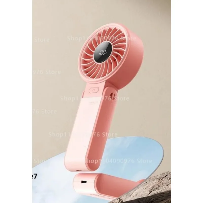 

5000mAh Handheld Fan Portable Foldable USB Rechargeable Display Screen Mute Neck Hanging Fans 5 Speed Adjustable