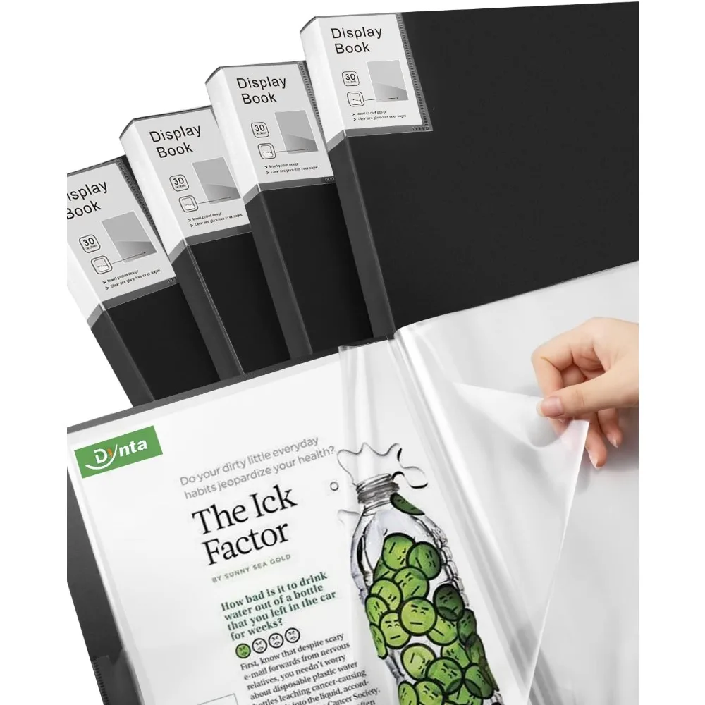 

Binder with Plastic Sleeve 4 Pack 8.5"x11" Demo Book Black Portfolio Folder with Protective Film 30 Pockets 60 Page Capacity