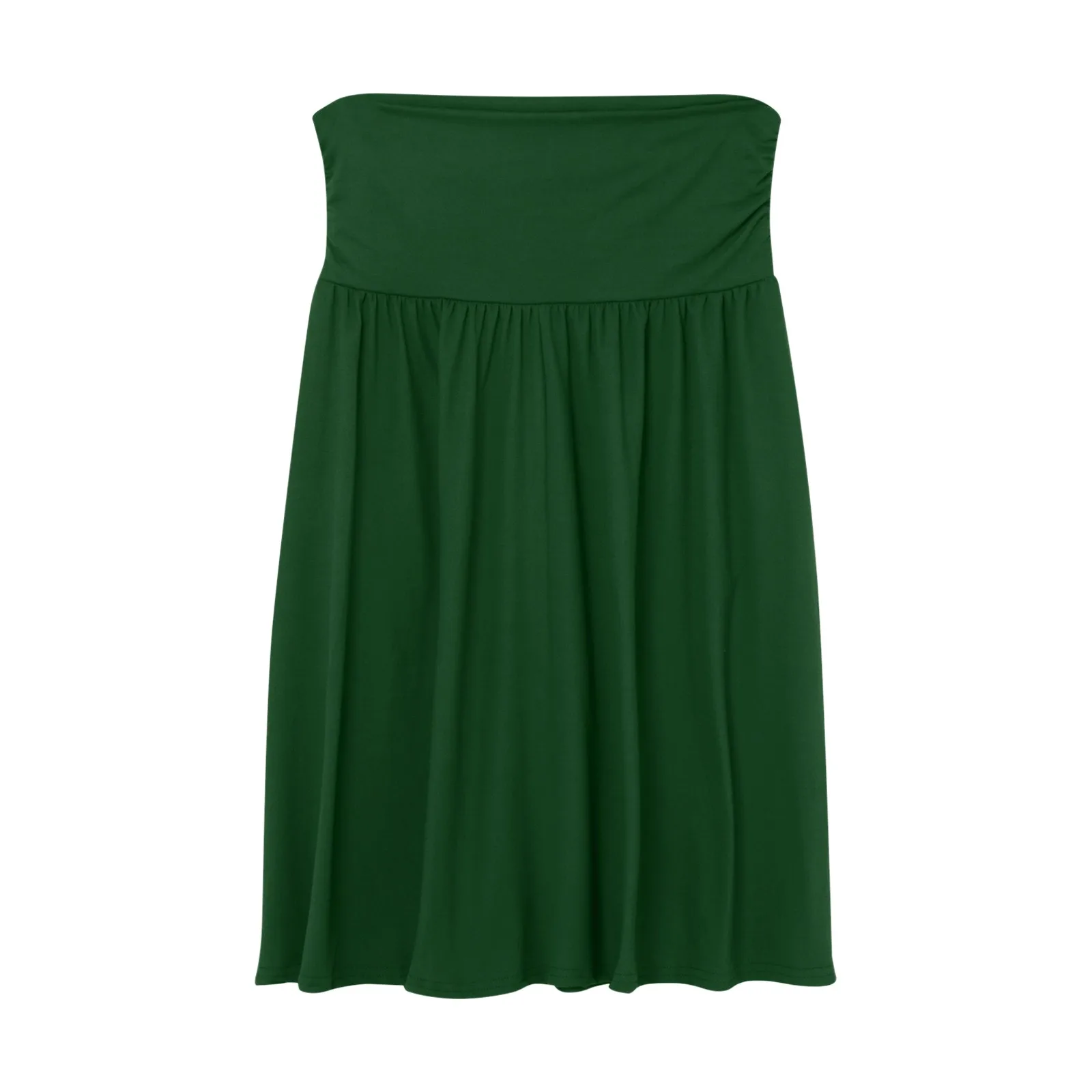 Jupe froncée au genou pour femme, taille élastique, couleur unie, poches, polyvalente, mi-longue, tenue de fête, printemps, automne