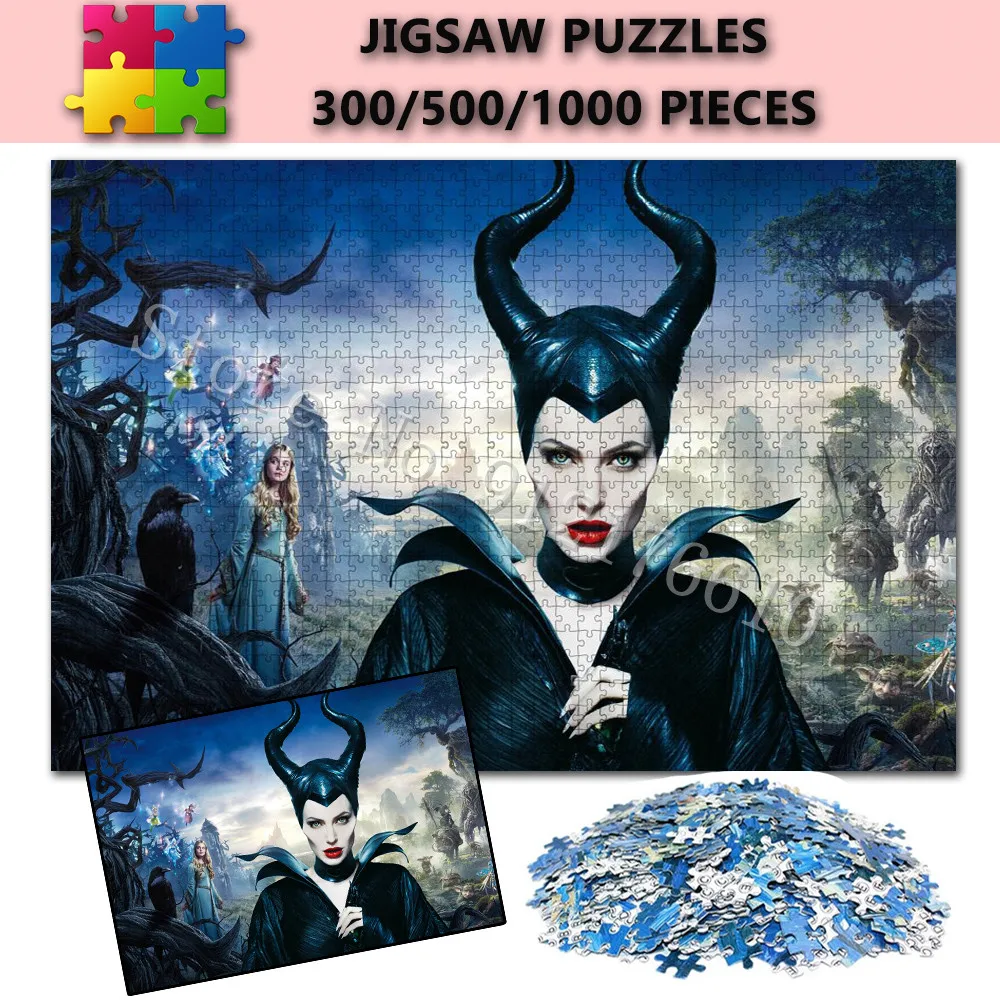 

Disney Villain 300/500/1000 Pieces Paper Puzzle Maleficent Jigsaw Puzzles for Kids Adult Family Decompress Educational Toys Gift