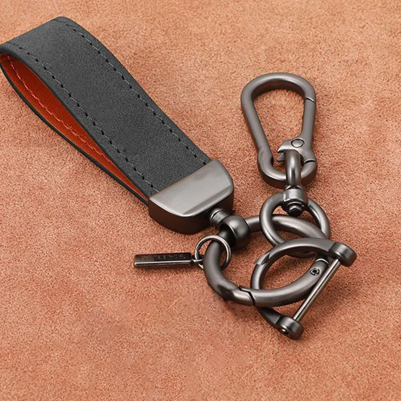 Men Women Leather Keychain Good Quality Black Brown Artificial Leather Car Key Keyholder Key Chains Business Gift