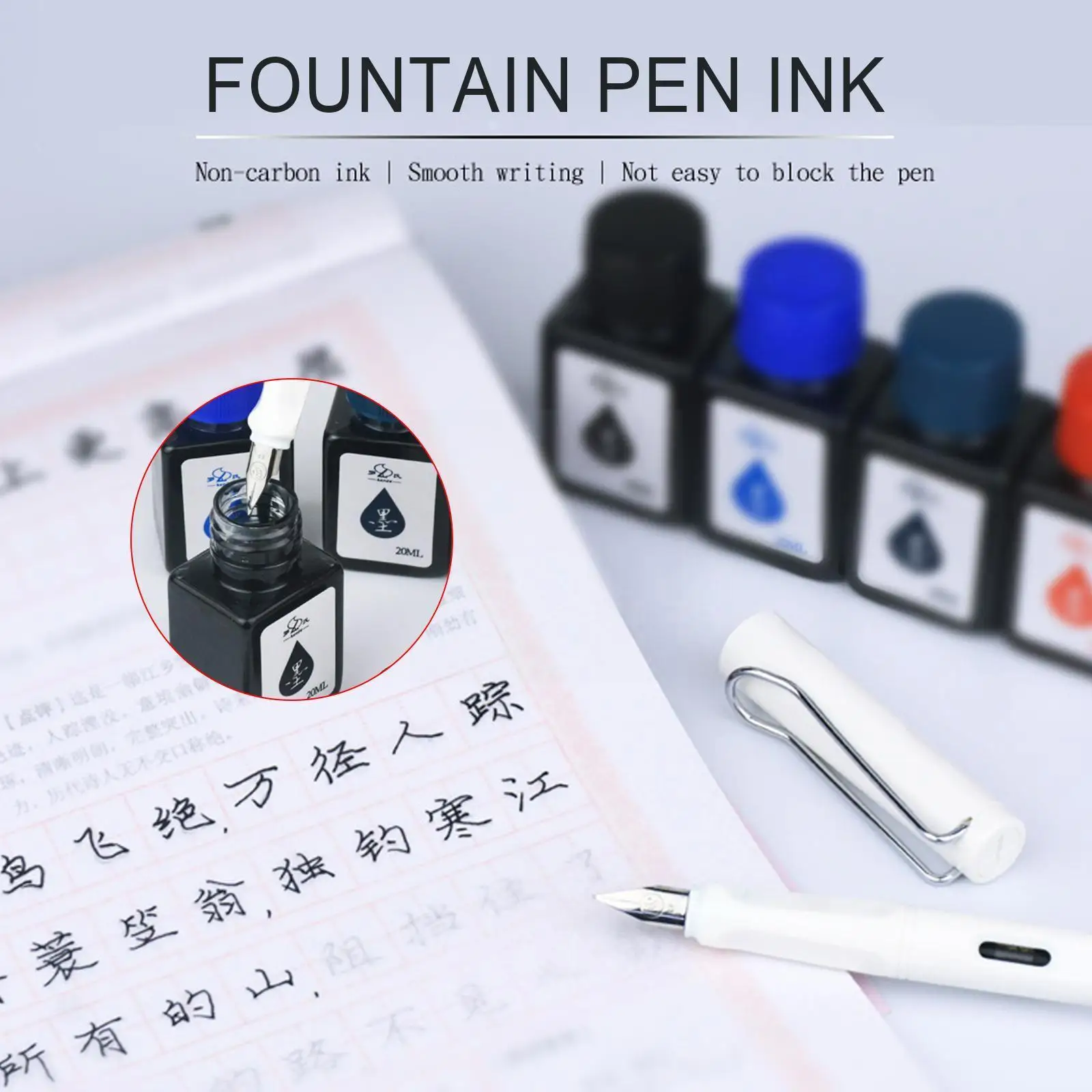 20ml Fountain Pen Ink Dip Pen Ink Bottle Blue Ink Refilling Inks Stationery Calligraphy Art Ink Writing Sac Students Availa O7d0