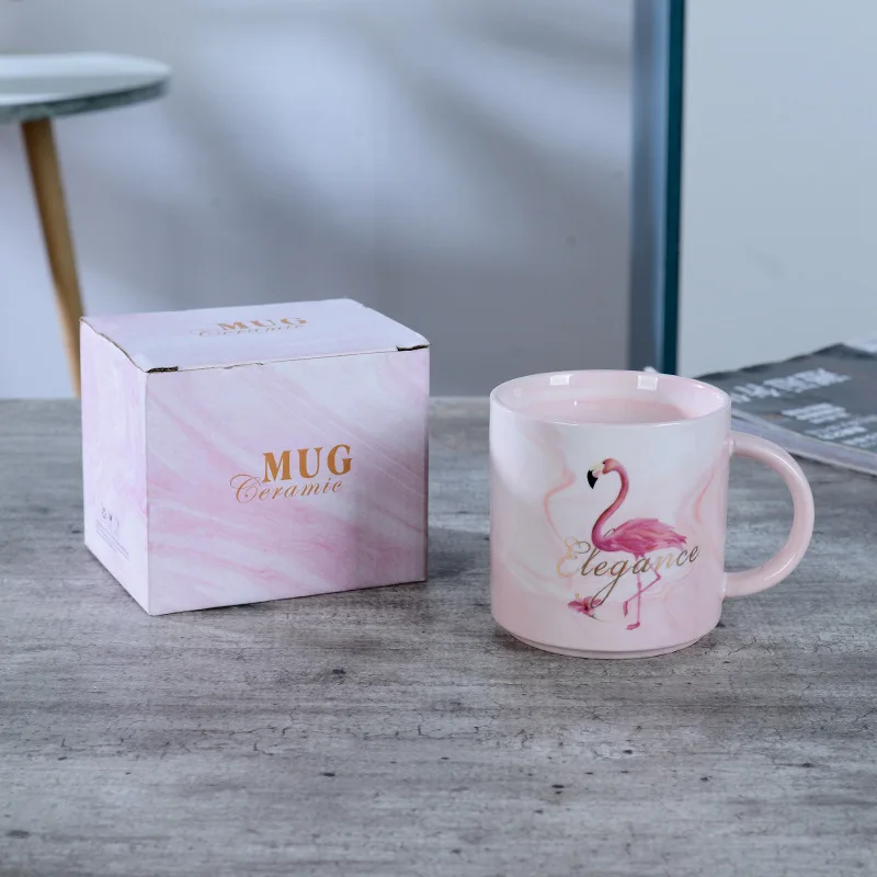 Flamingo Coffee Cup Water Mug Gifts Couples Ceramic Matching Robes Set Cup Home Handle Tea