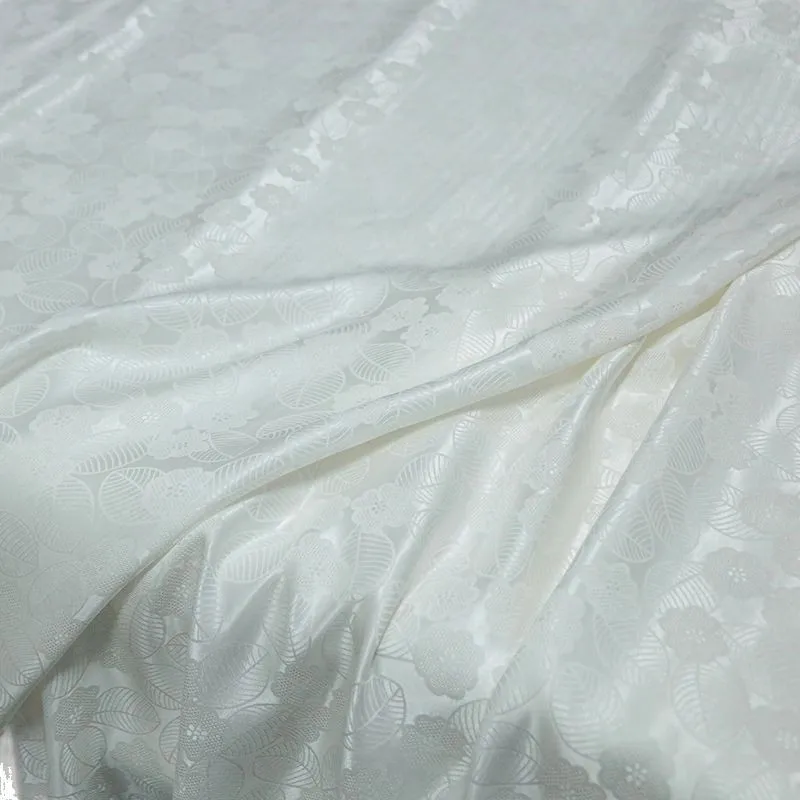 28 momme silk and viscose blended Sanbo satin jacquard fabric for Chinese aesthetic clothing