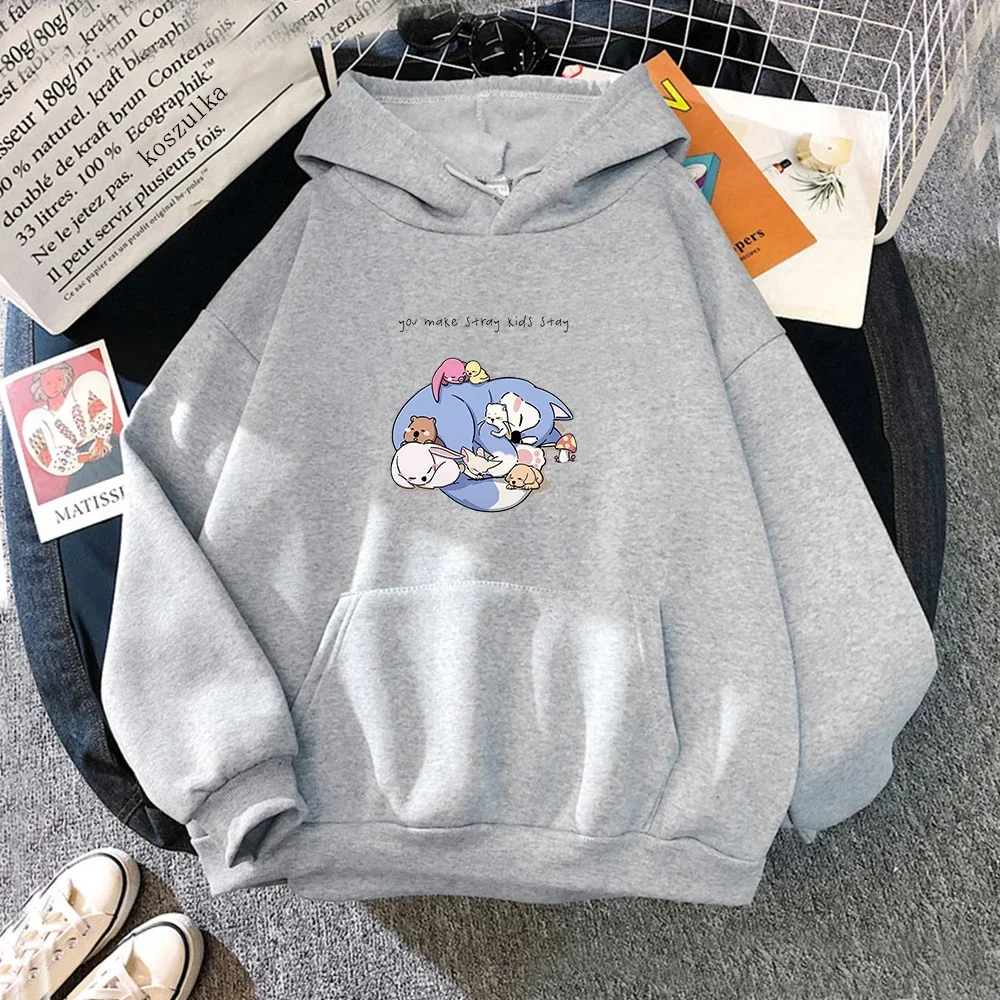 Kpop Stray Kids Graphic Print Women Hoodie Cute Women Kawaii Streetwear Harajuku Winter Cartoon Sweatshirts Female Pullovers