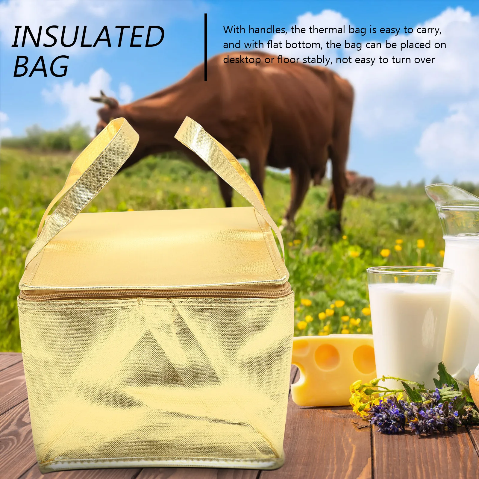 

Thermal Insulated Bag For Shopping Reusable Cold Food Delivery Grocery Bags Zipper Lunch Bag Camping Picnic