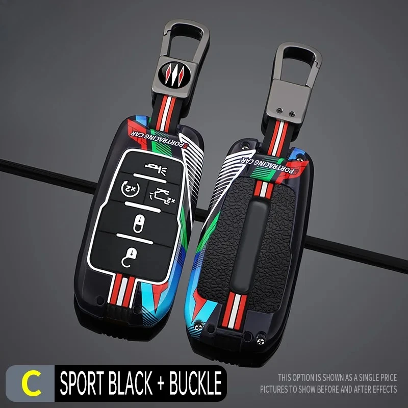 

Racing style Metal+silicone Car key case cover protector shell for Dodge RAM 1500 2500 RAM1500 RAM2500 TRX 2021 2022 Accessories