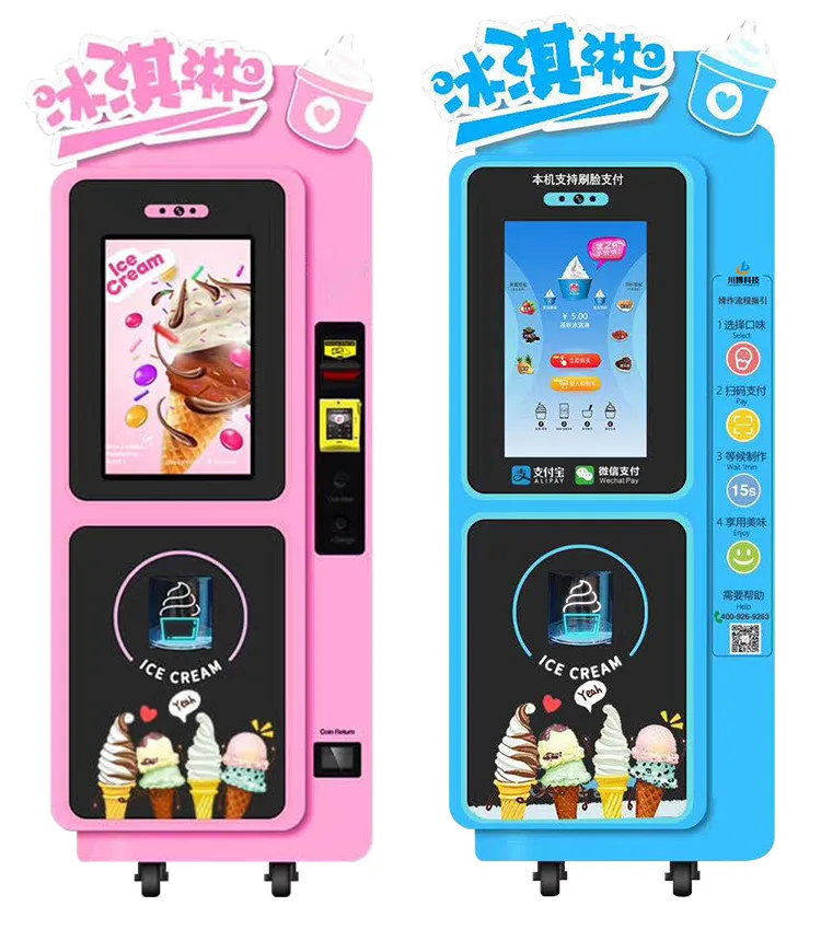 Fully Automatic Commercial Ice Cream Vending Machine Customizable Payment Method Ice Cream Machine