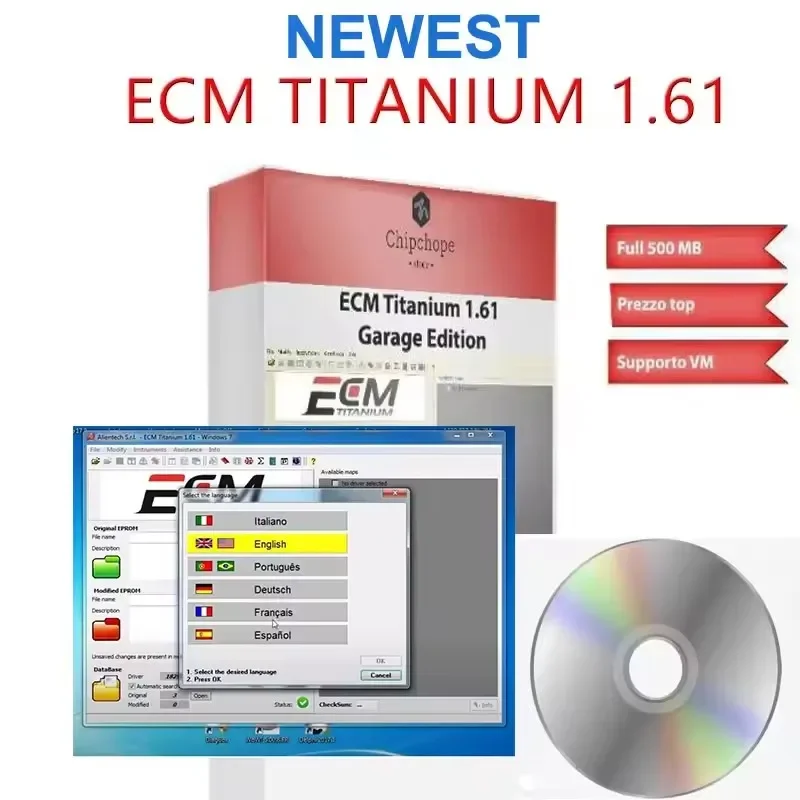 حار 2026! ECM TITANIUM 1.61 مع 26000 + Driver ECM 18259+ برامج تشغيل لأداة ecu رابط إرسال أو CD أو USB windows10 Software