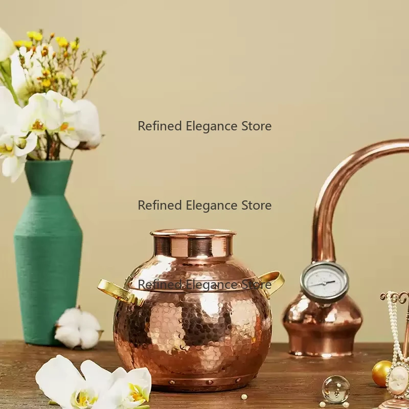 Household Small Pure Dew Distiller Essential Oil Refiner Ancient Pure Copper Distiller Purple Copper Purification Equipment