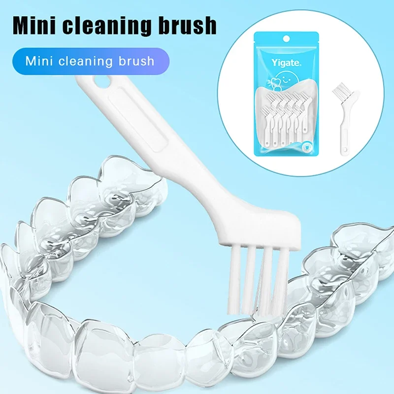 10pcs Mini Denture Cleaning Brush Toothbrushes False Teeth Brush Multi-Layered Bristles Non-Slip Ergonomic Orthodontic Oral Care