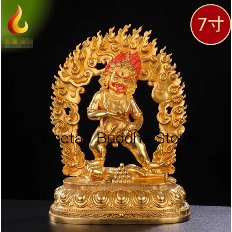 

22cm Nepalese Gilded Tantric Pure Copper Handmade Black God of Wealth Buddha Statue Ornament