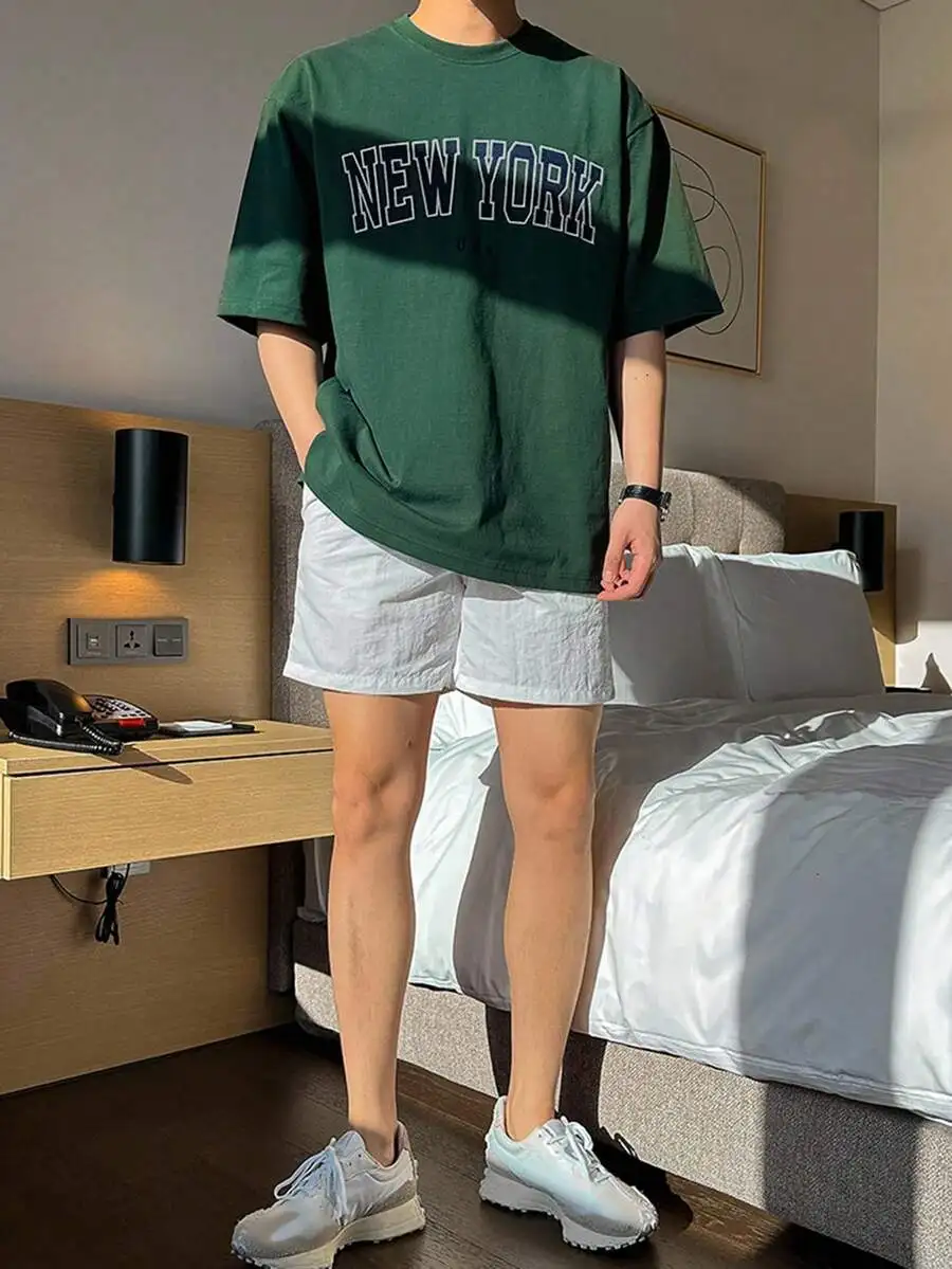 

Мужская футболка оверсайз с графическим принтом, короткий рукав, повседневная летняя одежда