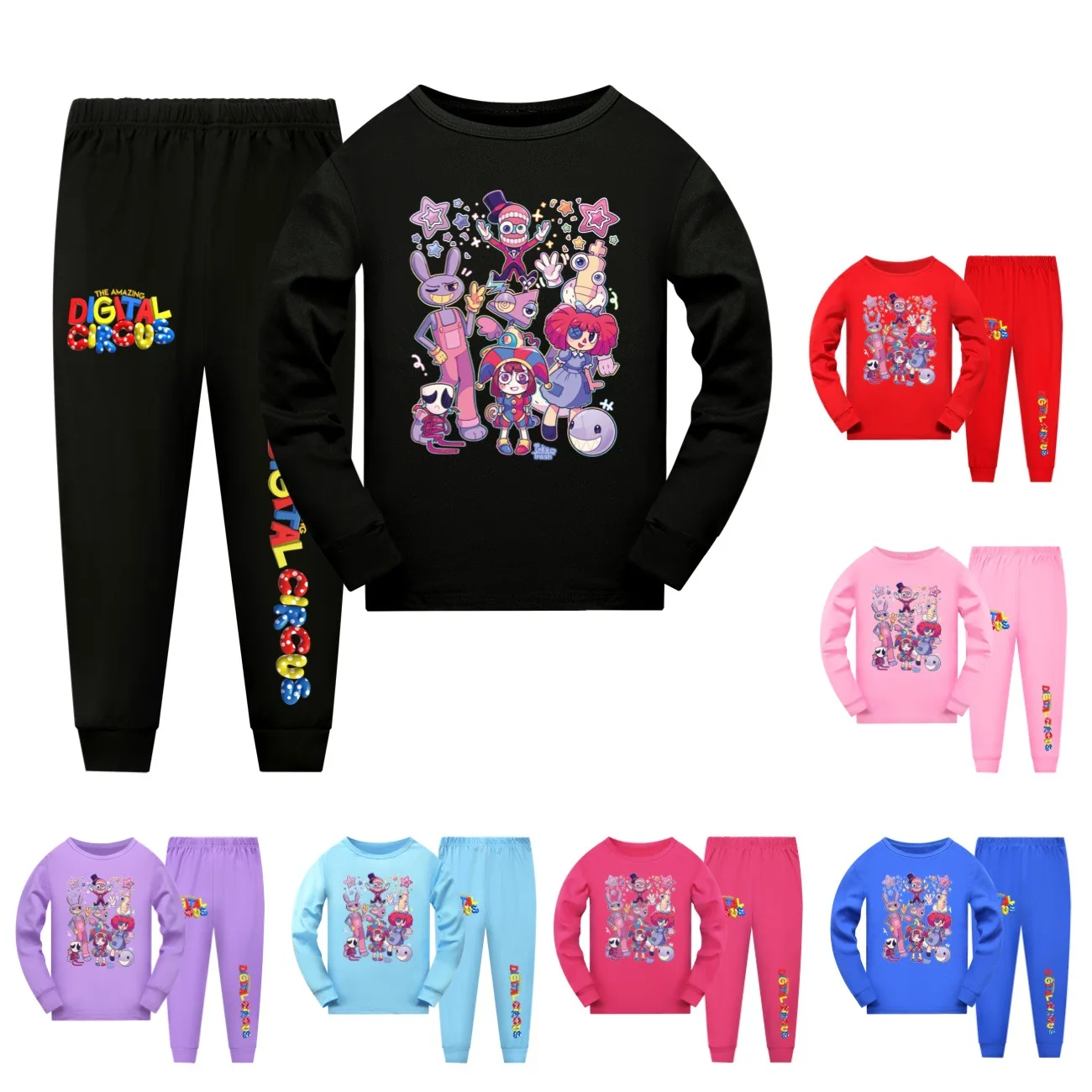 

The Amazing Digital Circus Clothes Kids Cartoon Pomni Jax Pajama Sets Children's Pajamas Baby Long-sleeved Tops Legging 2pcs Set