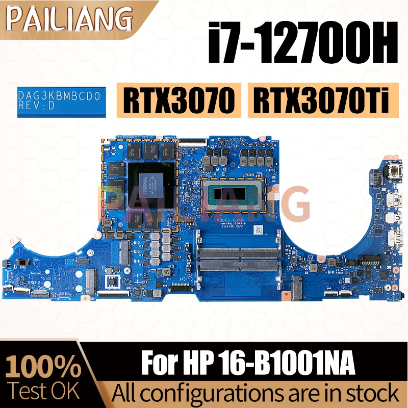 For HP 16-B1001NA Notebook Mainboard DAG3KBMBCD0 SRLD1 i7-12700H RTX3070 RTX3070Ti 8G Laptop Motherboard Full Tested