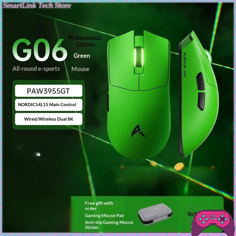 New AUSDOM G06 Mouse Three-Mode Wireless 128MHz Gaming eSports Dedicated Computer Desktop Fearless Contract Mouse
