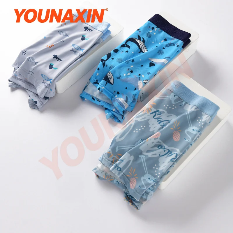 5 Pcs Men Printed Boxer Shorts Ice silk Underwear Underwear Cool Plus Size Loose Panties Random Colors L XL 2XL 3XL 4XL 5XL 6XL